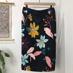Who What Wear Black Floral Print Skirt